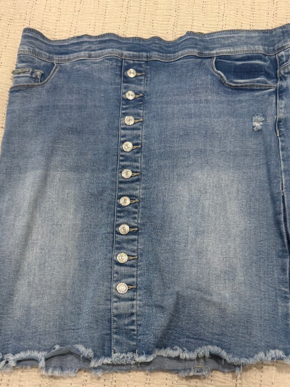 Coco and Carment Button Front Denim Mini Skirt Women Large Stretch Elastic
